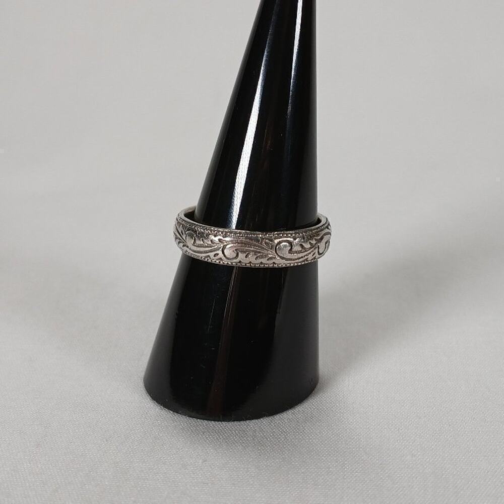 Vintage Marsala Etched Paisley Sterling Silver Ring Size 8.75